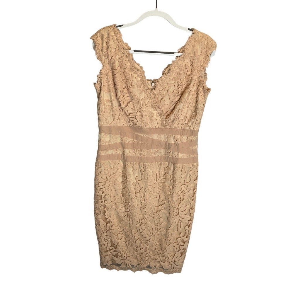 Tadashi Shoji Lace Overlay Sheath Midi Dress Surplice Neckline Formal‎ Party 10